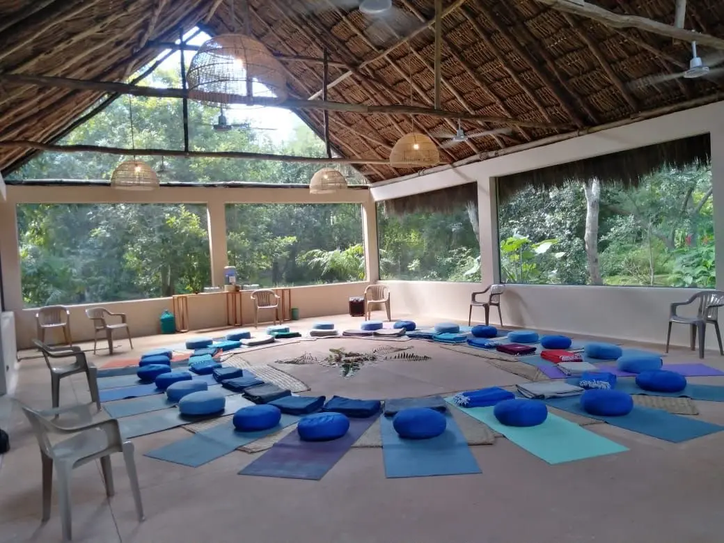 Mujer meditando en la naturaleza